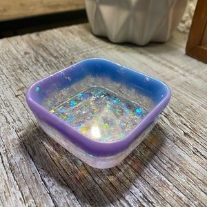 Iridescent Ring Dish - Purple and Blue with Rainbow Holographic Confetti